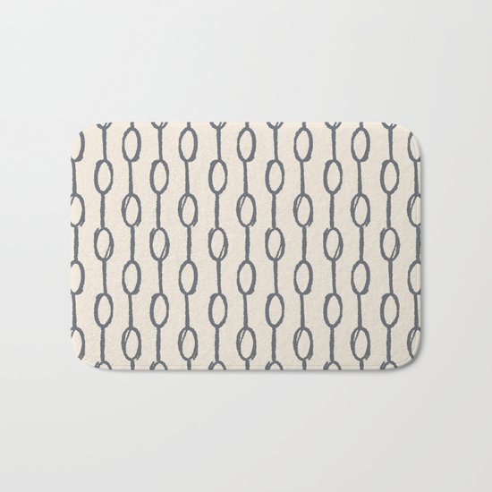 Pebble Dot Stripes Gray on Rose Petal Cream Bath Mat