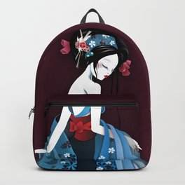 Geisha la blanche Backpack | Japan, Fashion, Illustration, Artwork, Oriental, Portrait, Graphicdesign, Geisha, Lady, Girl 