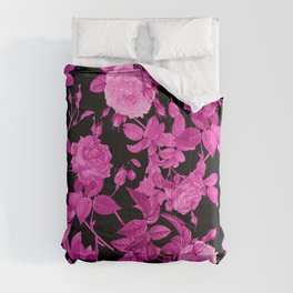 Pink Roses Pattern with Leaves and Cherries Comforter