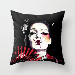 Japanese Creepy Geisha Throw Pillow