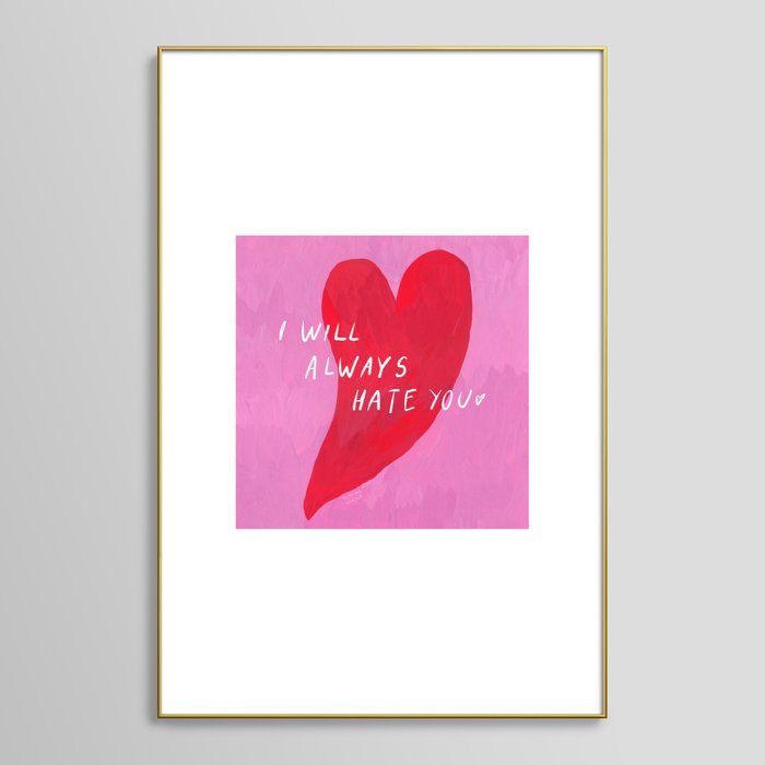 Framed Art Print | Love And Heart, Valentine's Day Greeting Card by Flaming Garden - Gold Metal - Large 24