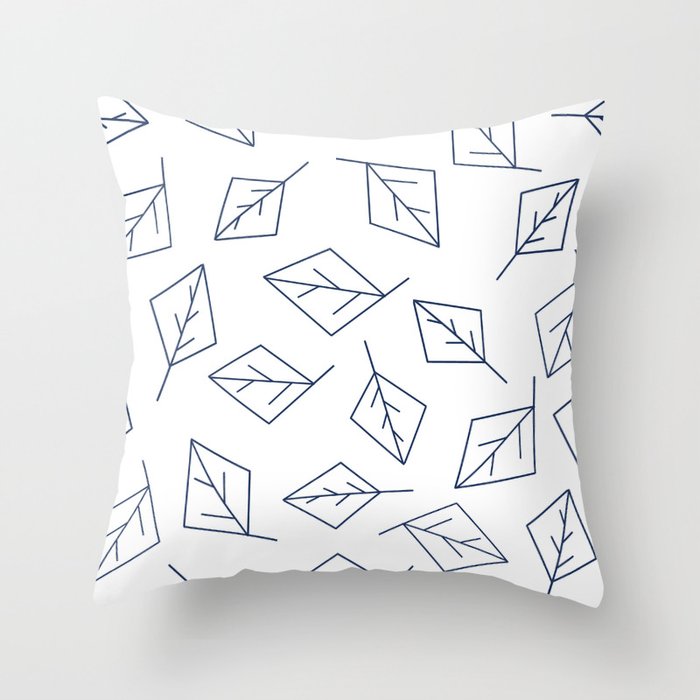 Leaves with blue lines Throw Pillow