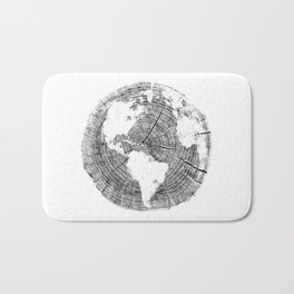 Map of Earth over Tree Section Bath Mat | Environment, Stamp, Organic, Felledtree, Natural, Photo, World, Treeart, Vintage, Sustainability 