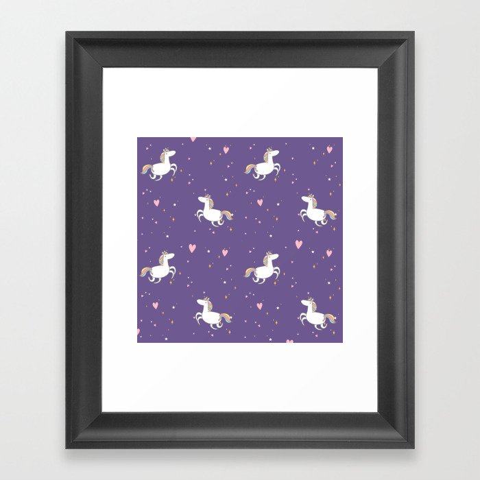 Cute unicorn pattern Framed Art Print