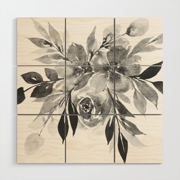 monochrome florals  Wood Wall Art