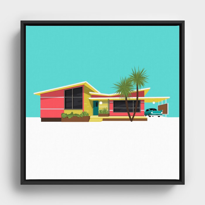 Mid Century House, Miami Framed Canvas