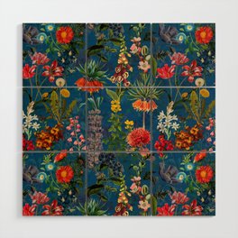 Vintage & Shabby Chic - Blue Midnight Spring Botancial Flower Garden Wood Wall Art
