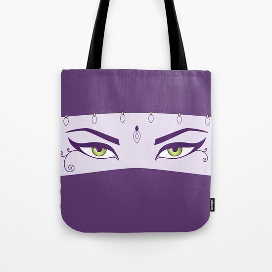 Oriental Dancer In Purple With Green Eyes Tote Bag