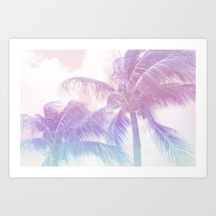 Pastel Unicorn Summer Paradise Palms #1 #tropical #wall #art #society6 Art Print