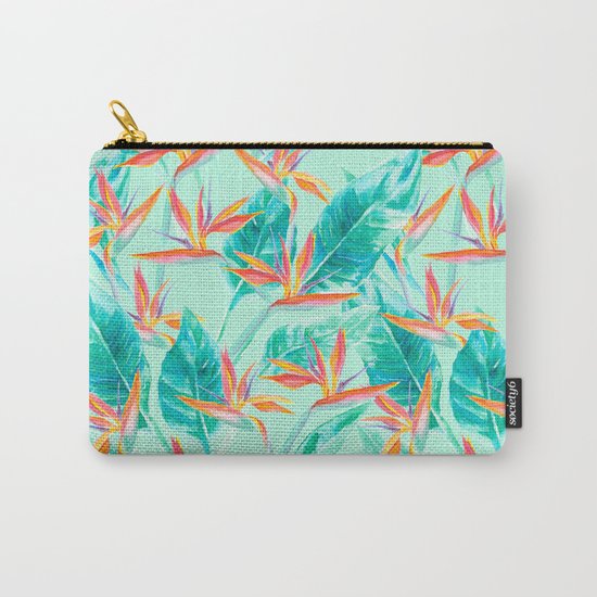 Birds Of Paradise Mint Carry-All Pouch