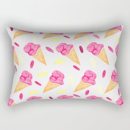 Ice Cream Cone and Sprinkles-Watercolor Pattern Rectangular Pillow