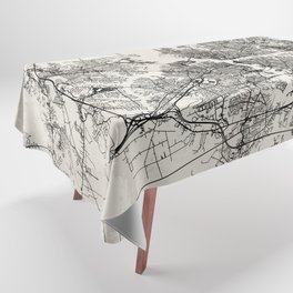 Norfolk - USA. Black and White City Map Tablecloth