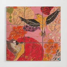 Finches and Lanterns Wood Wall Art