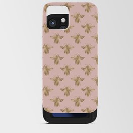 Vintage Gold Honey Bee Pattern Pink iPhone Card Case