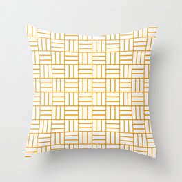 Basketweave (Orange & White Pattern) Throw Pillow