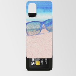 beach glasses blue and peach impressionism painted realistic still life Android Card Case