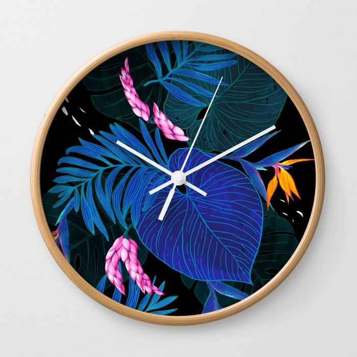 tropical // night in the garden Wall Clock