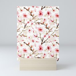 Watercolor cherry blossom pattern Mini Art Print