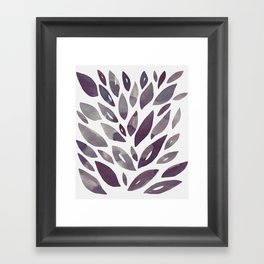 Watercolor floral petals - purple and grey Framed Art Print