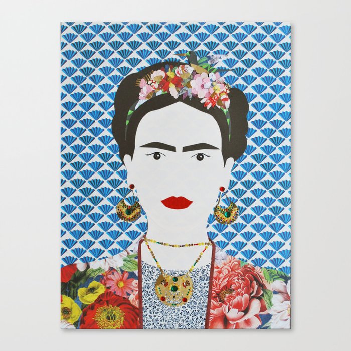Frida Kahlo printed reproduction of an original papercraft illustration Canvas Print