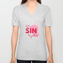 Sin Together Warm Pink V Neck T Shirt