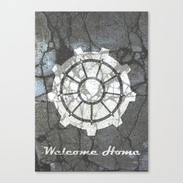 Fallout inspired welcome home, vault door, print, poster, wall art, neutral Canvas Print