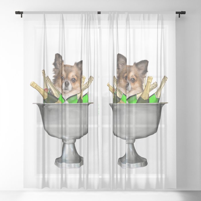 Chihuahua Dog - Campange Cooler Wine Bottles Sheer Curtain