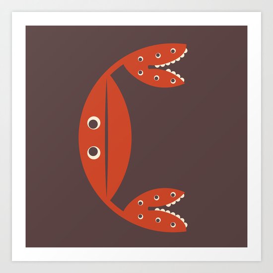 Letter C // Animal Alphabet // Crab Monogram Art Print