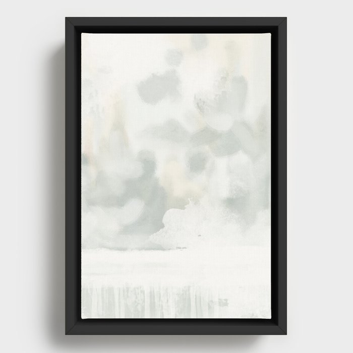 Seafoam Green Coastal Abstract Landscape Framed Canvas