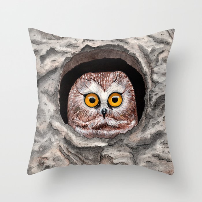 Saw Whet Owl Throw Pillow