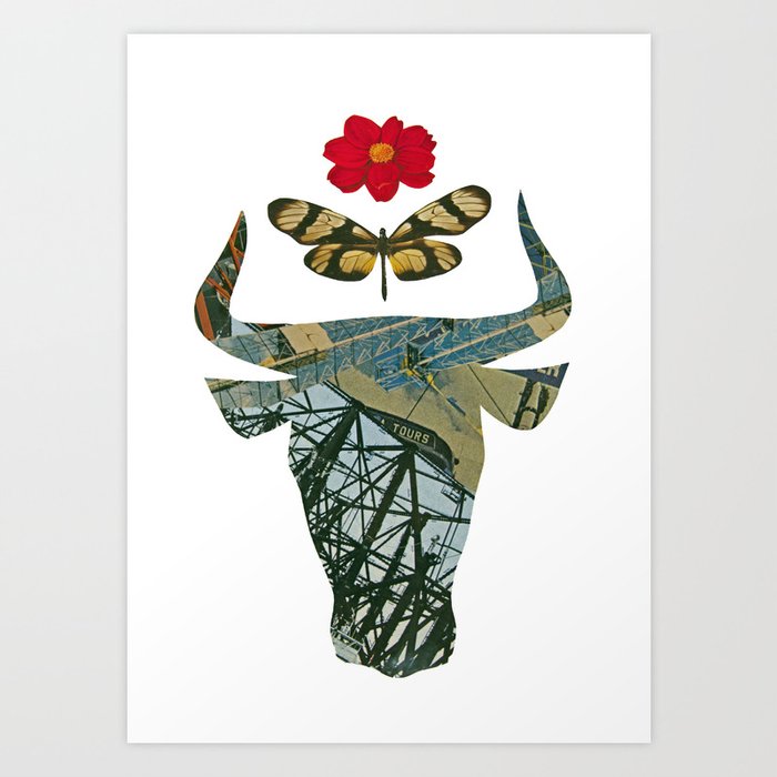 bull and butterfly series#1 Art Print