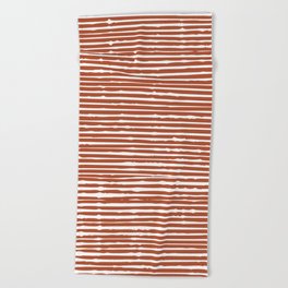 Rustic, Abstract Stripes Pattern in Terracotta Beach Towel