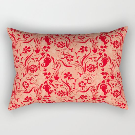 motif red flower 5 Rectangular Pillow