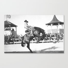 Cowboy On Bucking Bronco At Rodeo - Circa 1910 Canvas Print
