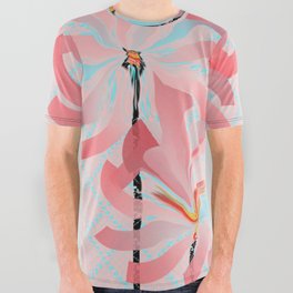 Sunny Flowers in Soft Pink and Peach All Over Graphic Tee