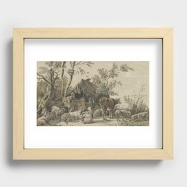 Herder bij stal (1821) by Cornelis Ploos van Amstel. Recessed Framed Print
