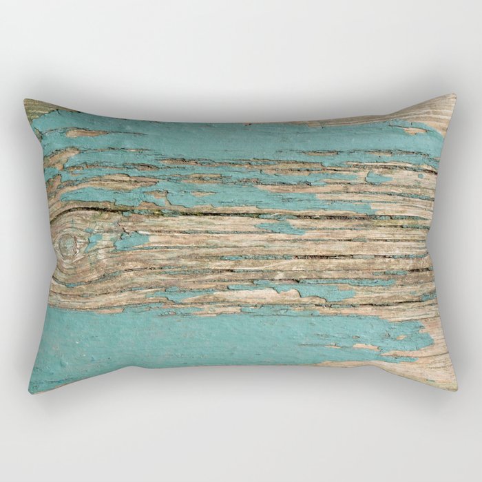 Rustic Wood Ages Gracefully - Beautiful Weathered Wooden Plank - knotty wood weathered turquoise pai Rectangular Pillow