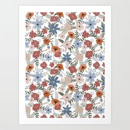 Floral Garden White Art Print