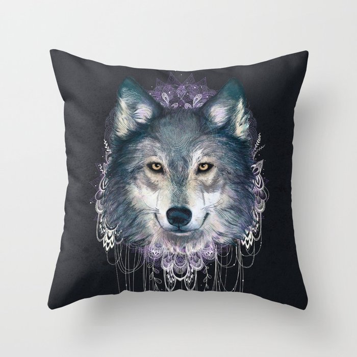 Wolf Throw Pillow by Laura Graves Society6