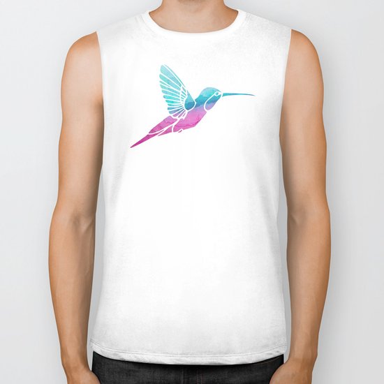 Watercolor Hummingbird Biker Tank