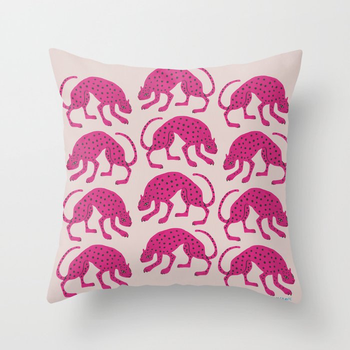 Wild Cats - Pink Throw Pillow