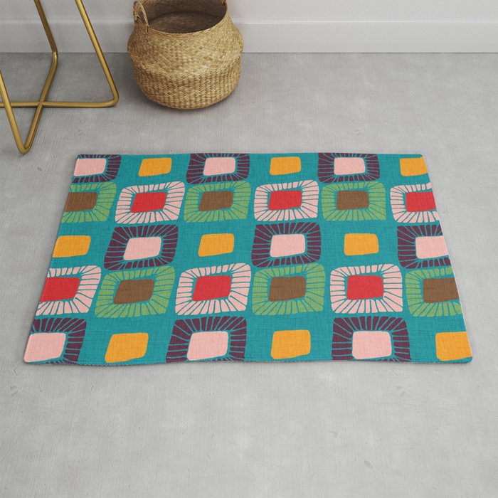 Mid Century Quilt Pink Homedecor Rug By Susycosta