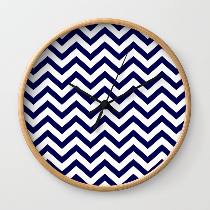 Simple Chevron Pattern - Blue & White - Mix & Match with Simplicity of life Wall Clock
