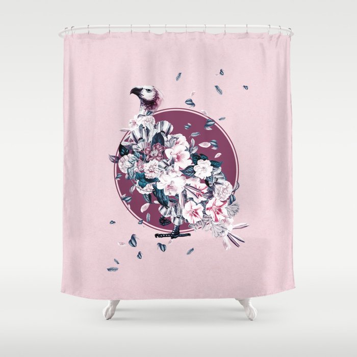 Vulture and Floral Shower Curtain