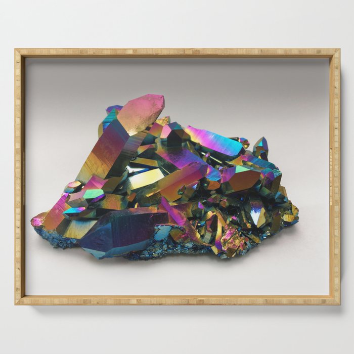 Titanium Rainbow Aura Quartz 1 Serving Tray