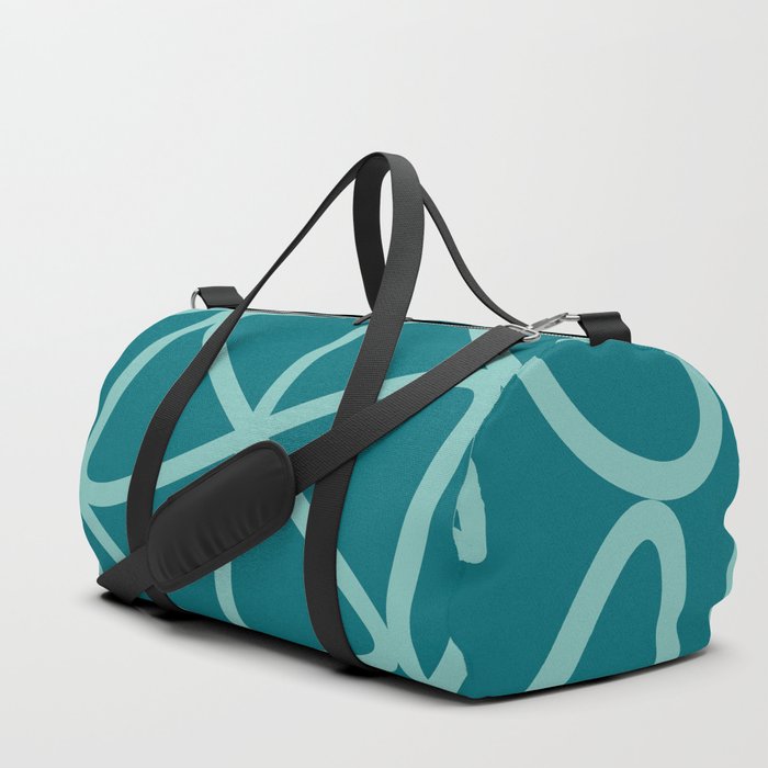 Abstract Mid Century lines pattern -  Blue Duffle Bag