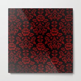 Red and Black Damask Metal Print