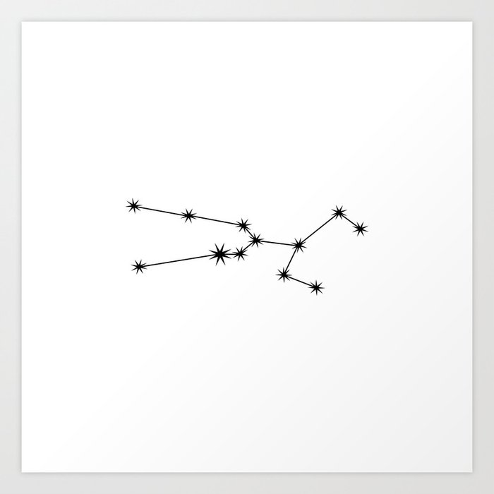 TAURUS White & Black – Zodiac Astrology Star Constellation Art Print