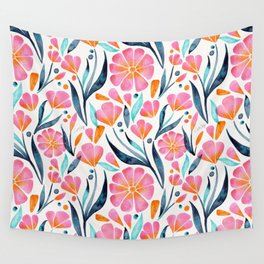 Sweet Florals – Pink & Teal Wall Tapestry