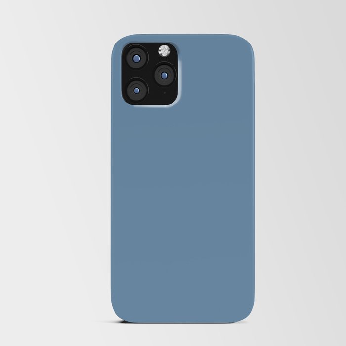 DUSK BLUE SOLID COLOR. Dusty pastel blue plain pattern  iPhone Card Case